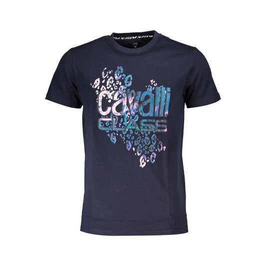 Cavalli Class Blue Cotton T-Shirt blue-cotton-t-shirt-69