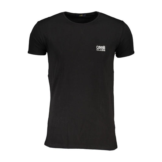 Cavalli Class Black Cotton T-Shirt black-cotton-t-shirt-82