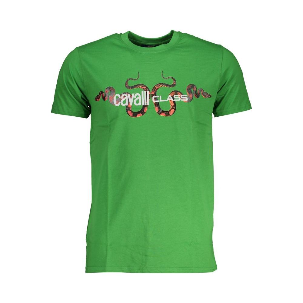 Cavalli Class Green Cotton T-Shirt green-cotton-t-shirt-82