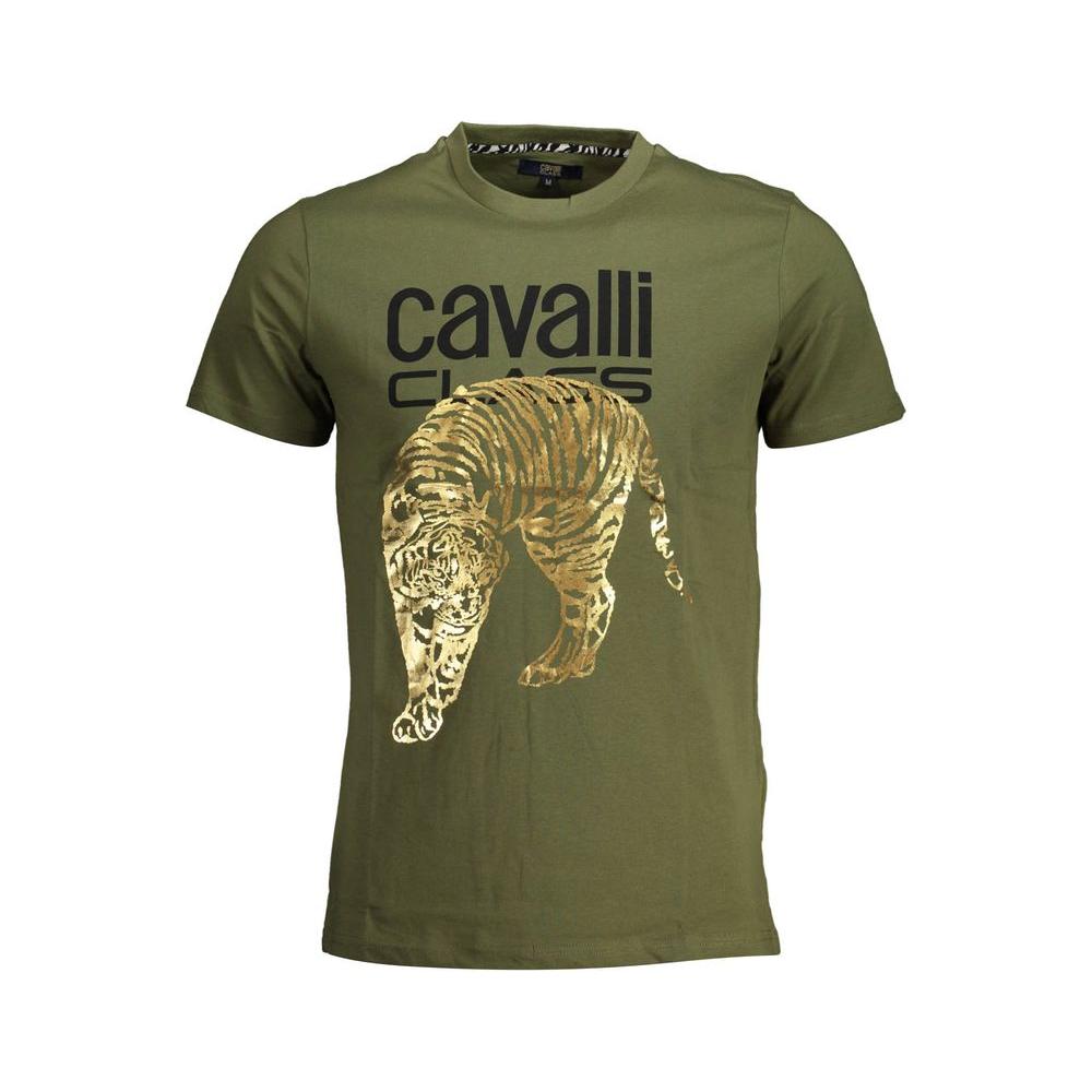 Cavalli Class Green Cotton T-Shirt green-cotton-t-shirt-26