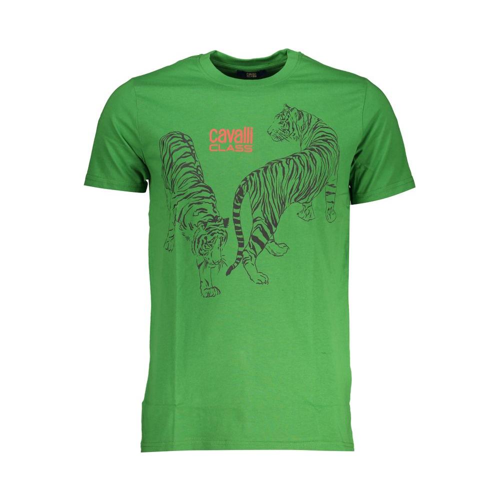 Cavalli Class Green Cotton T-Shirt green-cotton-t-shirt-71
