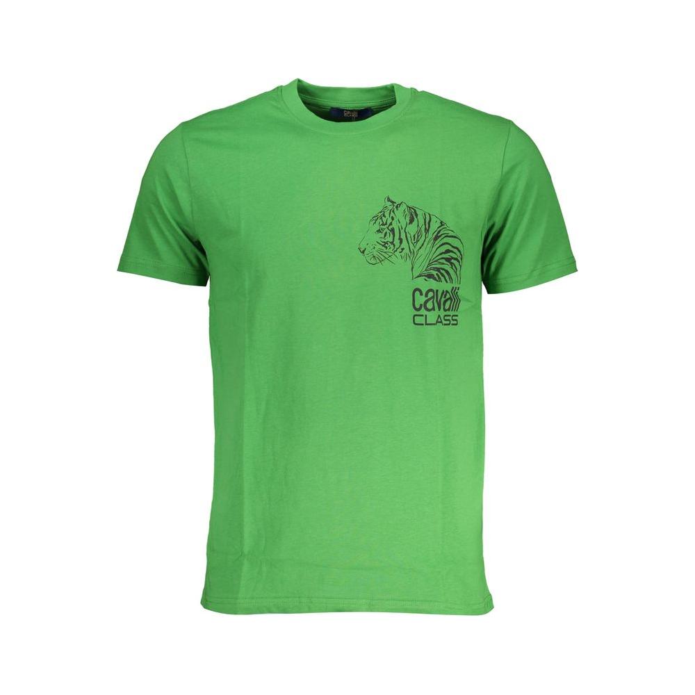 Cavalli Class Green Cotton T-Shirt green-cotton-t-shirt-74