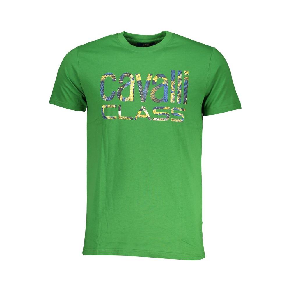 Cavalli Class Green Cotton T-Shirt green-cotton-t-shirt-66