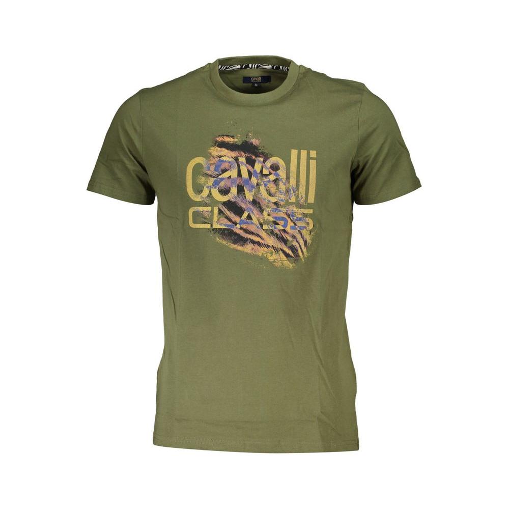 Cavalli Class Green Cotton T-Shirt green-cotton-t-shirt-28
