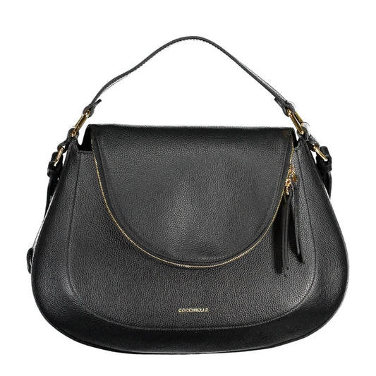 Elegant Black Leather Handbag with Versatile Strap