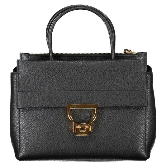Elegant Black Leather Handbag With Versatile Straps