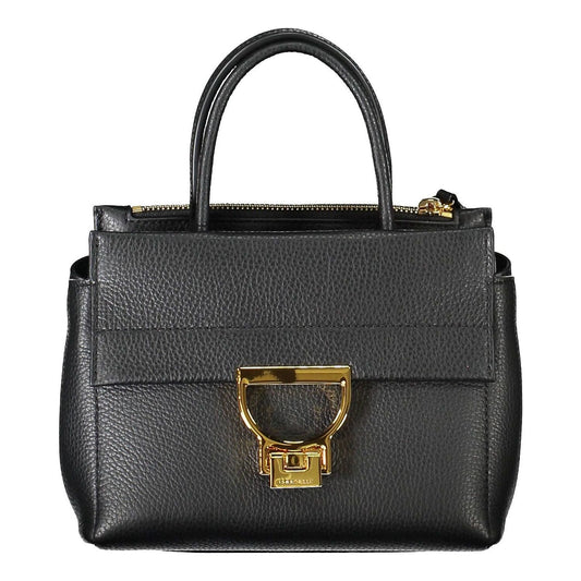 Chic Black Leather Handbag with Versatile Straps