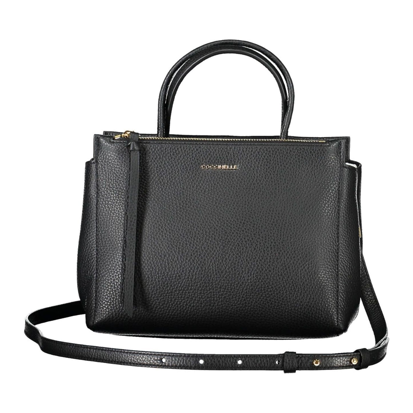 Coccinelle | Elegant Black Leather Handbag With Versatile Straps| McRichard Designer Brands   