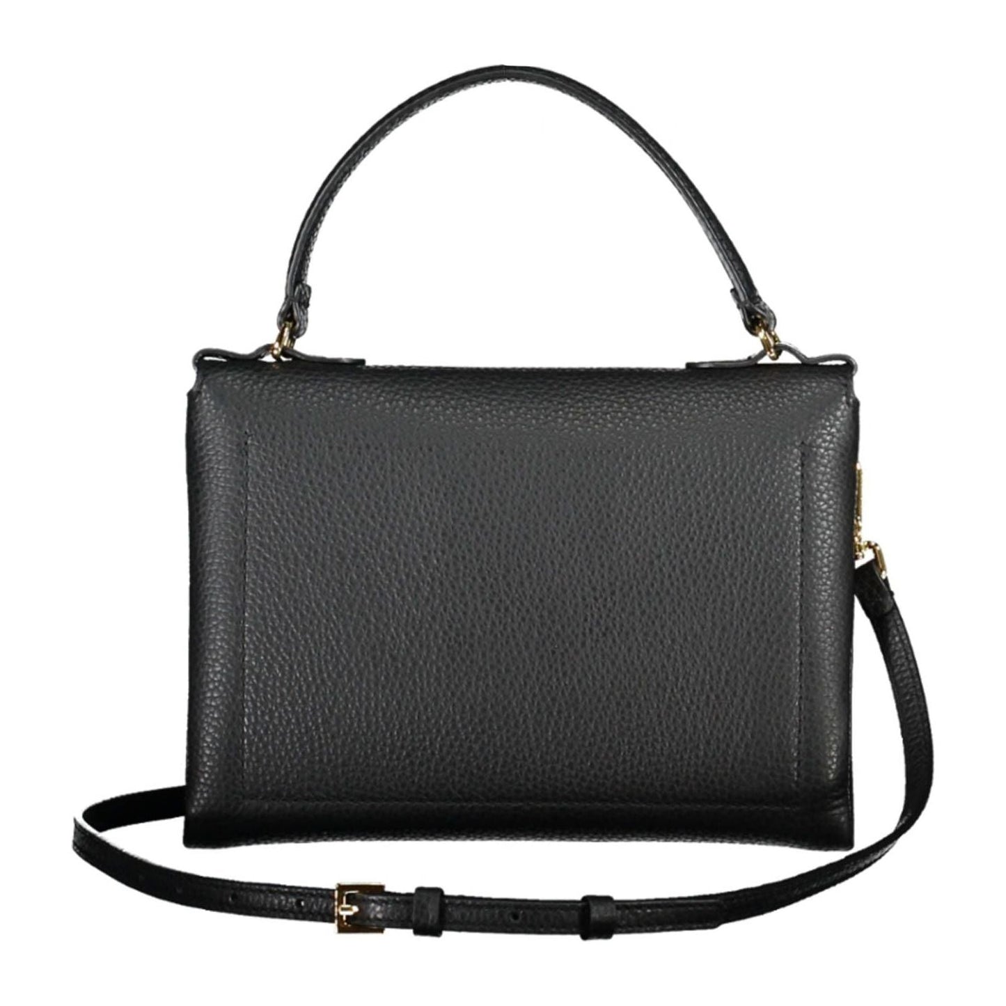 Coccinelle Chic Black Leather Handbag with Twist Lock chic-black-leather-handbag-with-twist-lock
