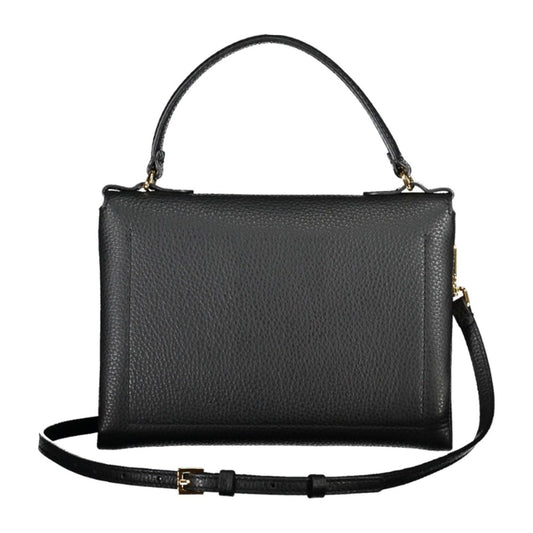 Chic Black Leather Handbag with Twist Lock