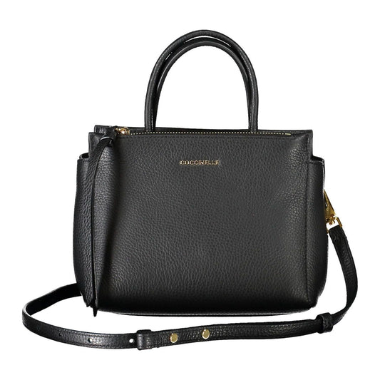 Chic Black Leather Handbag with Versatile Straps
