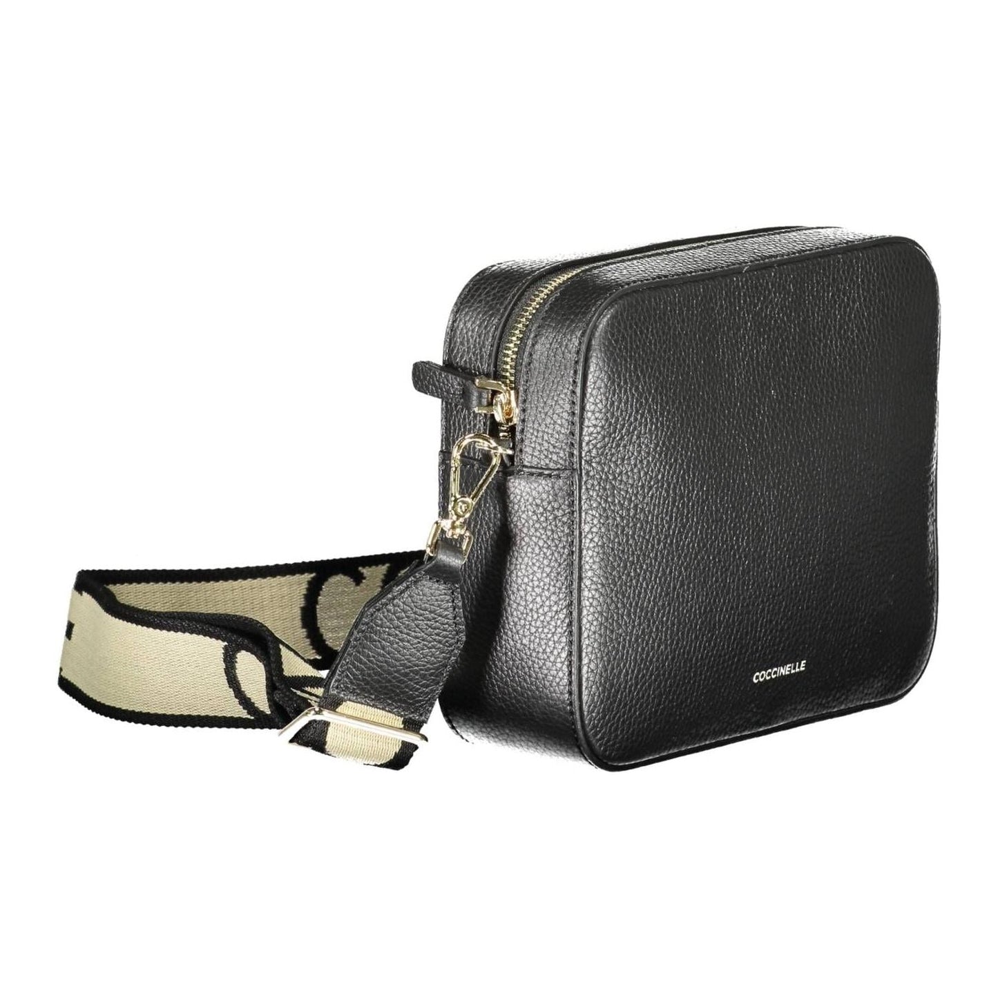 Coccinelle Elegant Black Leather Shoulder Bag with Contrasting Details elegant-black-leather-shoulder-bag-with-contrasting-details
