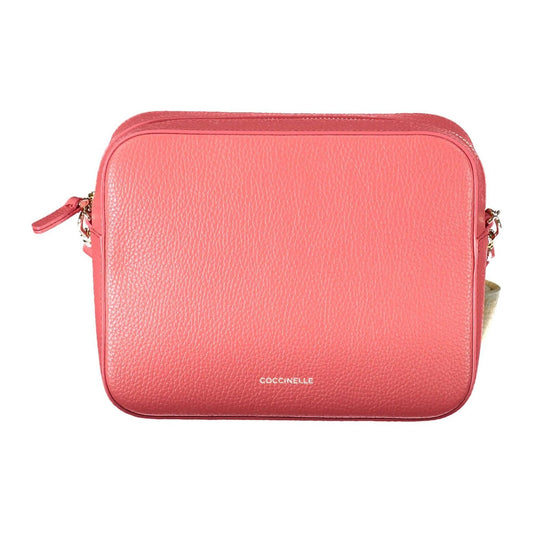 Chic Pink Leather Shoulder Handbag with Logo Accents