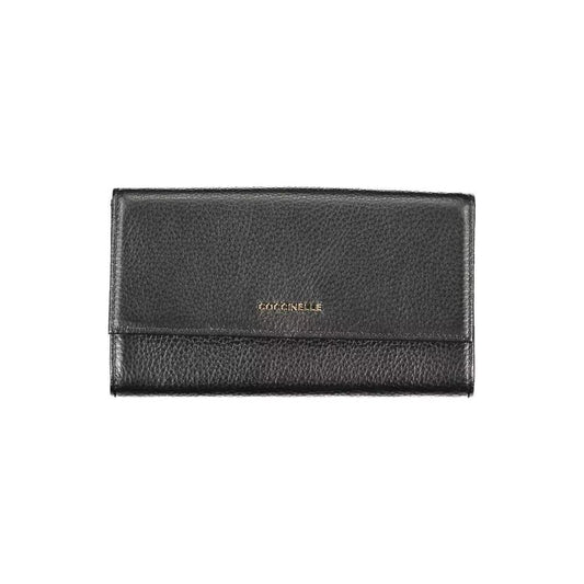 Elegant Dual-Part Leather Wallet in Classic Black