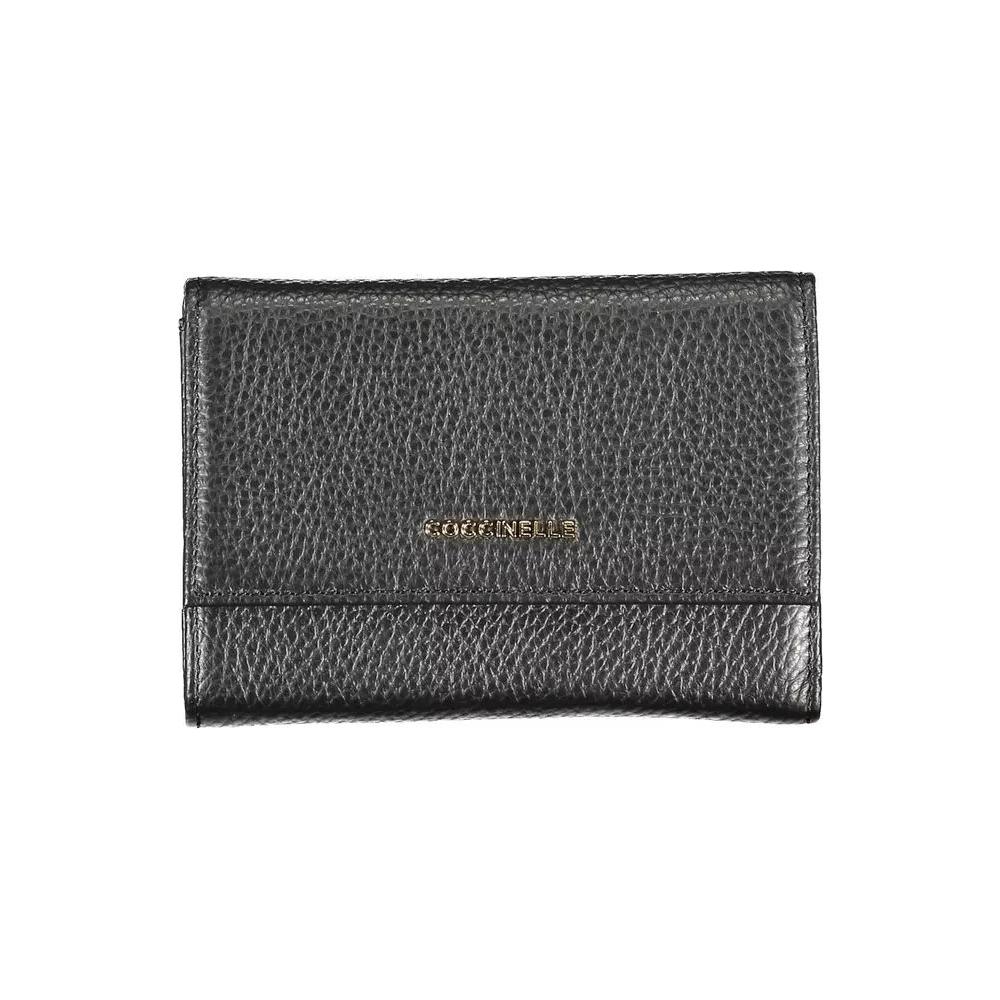 Coccinelle Chic Black Leather Wallet with Multiple Compartments chic-black-leather-wallet-with-multiple-compartments