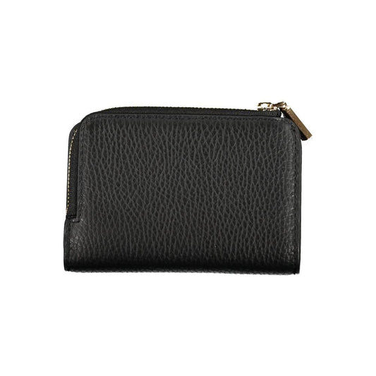 Elegant Black Leather Double Compartment Wallet