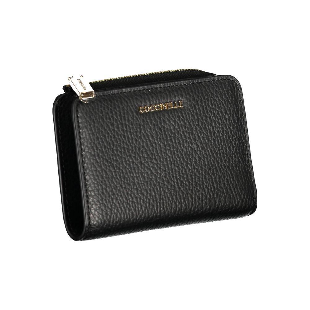 Coccinelle Elegant Black Leather Double Compartment Wallet elegant-black-leather-double-compartment-wallet
