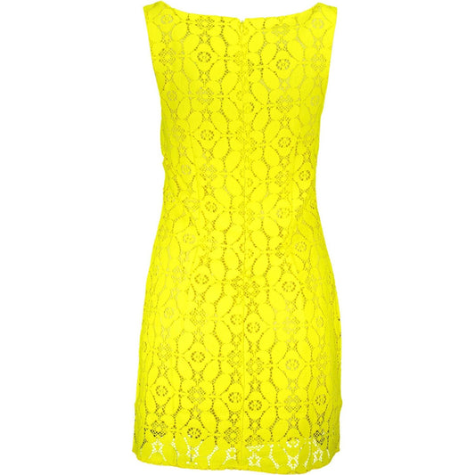 Chic Yellow Square Neck Sleeveless Dress