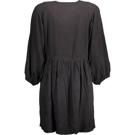 Desigual Elegant Black Viscose Dress with Contrasting Details elegant-black-viscose-dress-with-contrasting-details