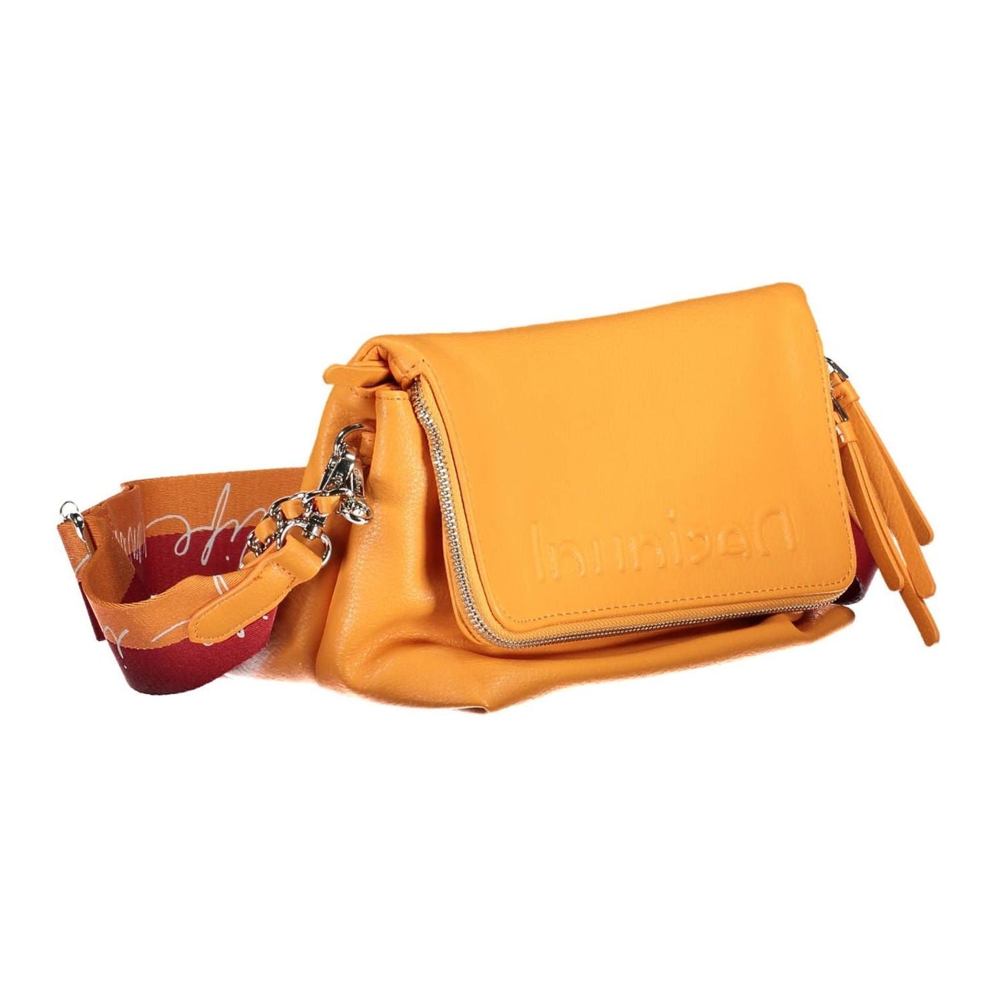 Vibrant Orange Polyurethane Handbag
