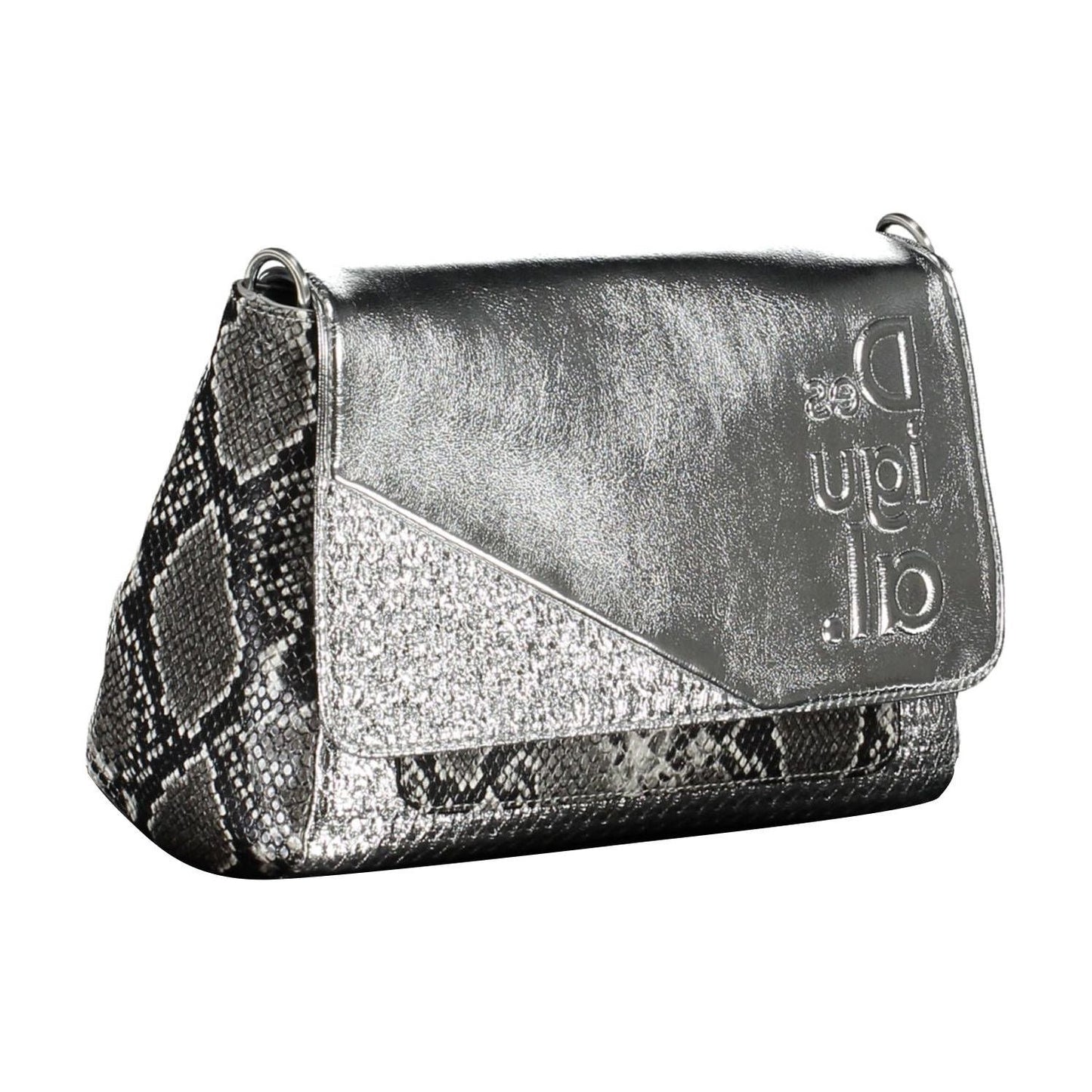 Desigual | Elegant Silver Polyurethane Handbag| McRichard Designer Brands   