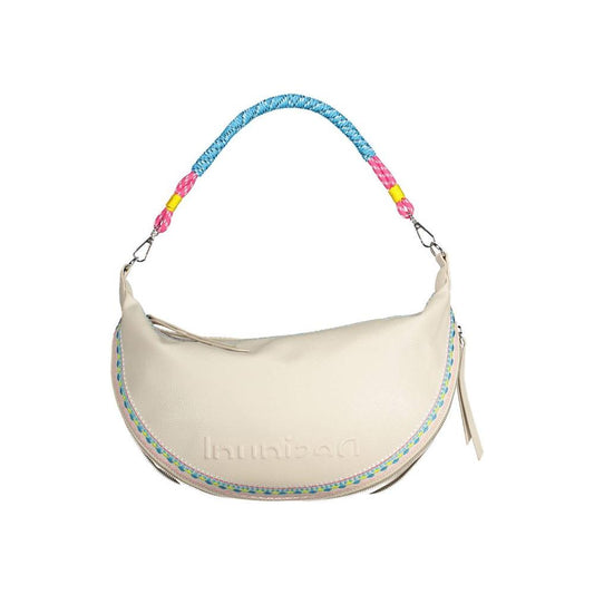 Chic White Embroidered Expandable Handbag