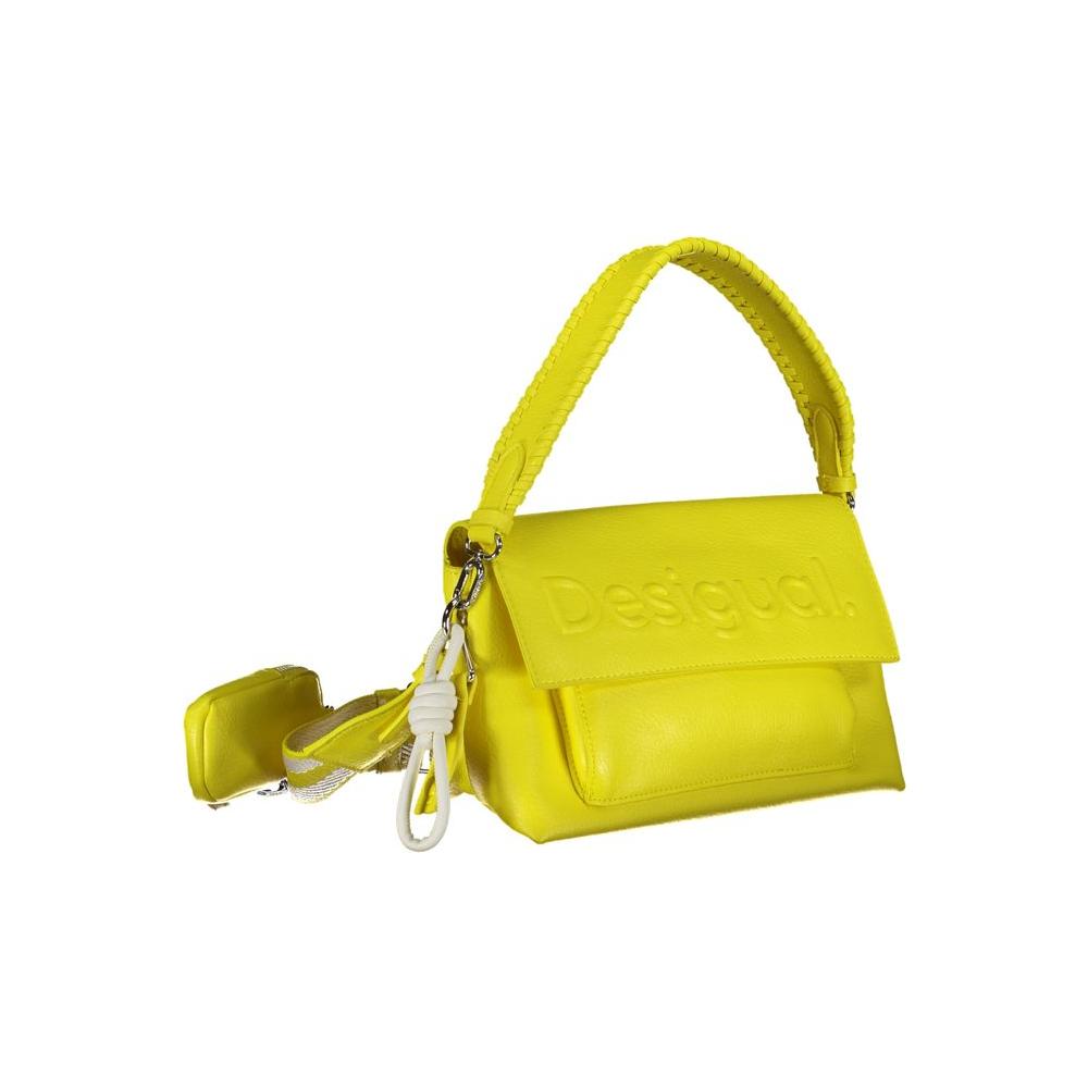 Desigual Yellow Polyethylene Handbag yellow-polyethylene-handbag-2