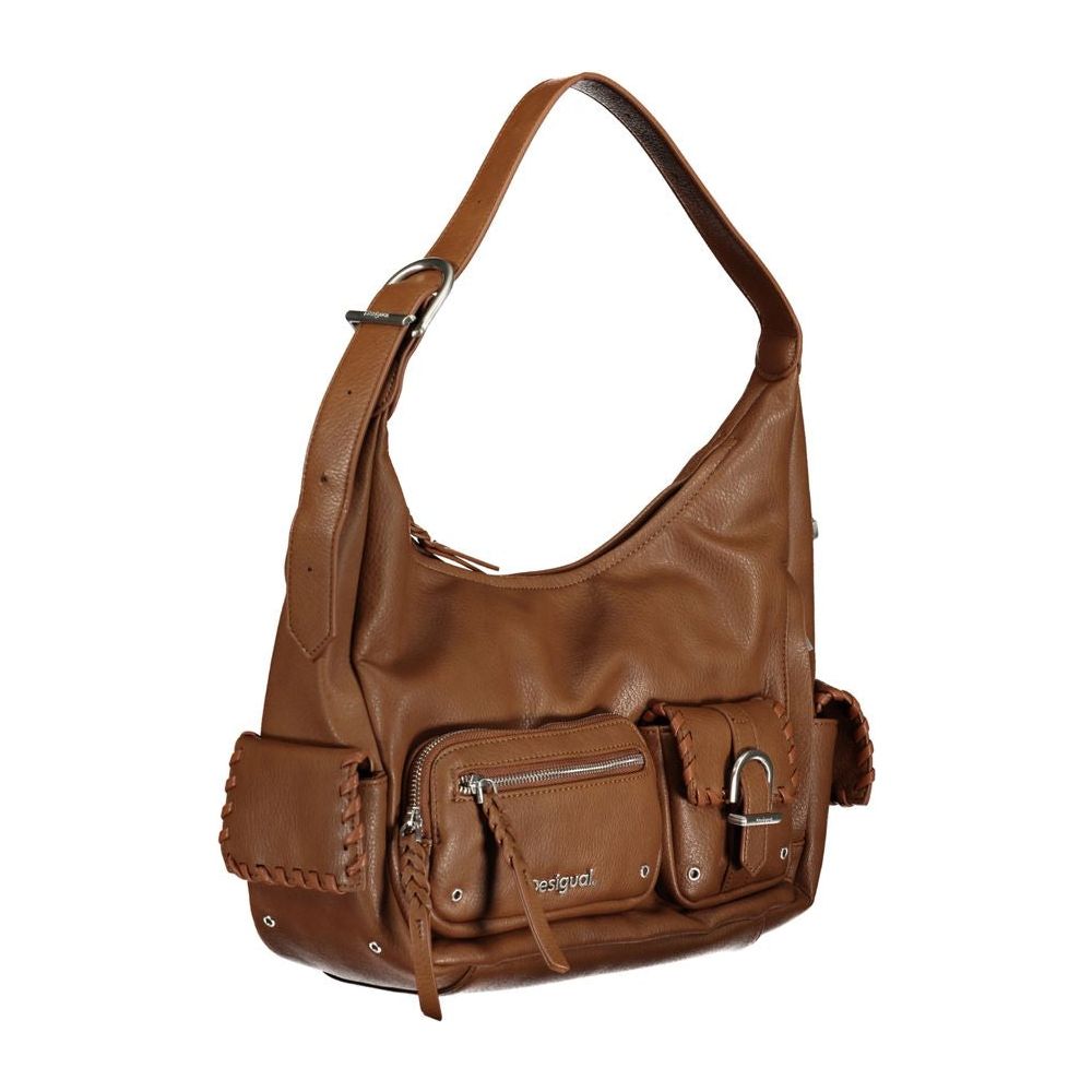 Desigual Brown Polyethylene Handbag brown-polyethylene-handbag-29