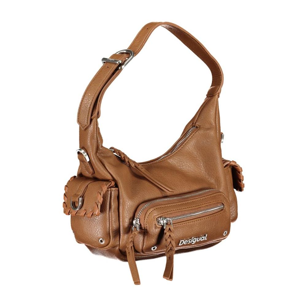 Desigual Brown Polyethylene Handbag brown-polyethylene-handbag-32