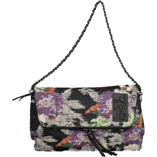 Desigual Chic Black Cotton Handbag with Contrasting Details chic-black-cotton-handbag-with-contrasting-details
