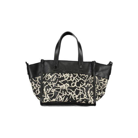 Desigual Black Polyester Handbag black-polyester-handbag-2
