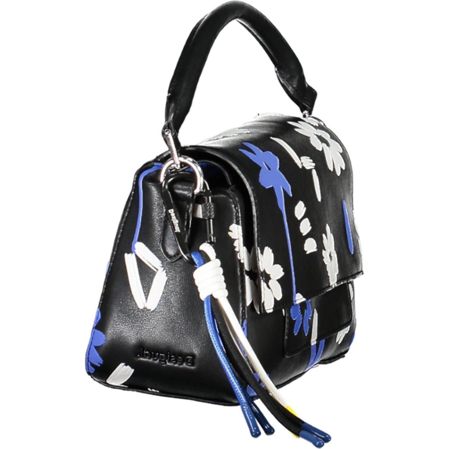 Desigual Chic Black Polyurethane Handbag with Contrasting Details chic-black-polyurethane-handbag-with-contrasting-details