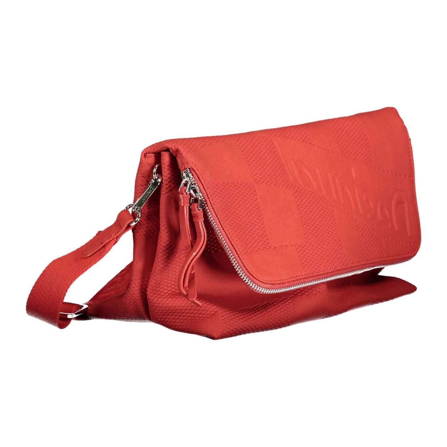 Desigual | Chic Red Polyurethane Handbag with Multiple Compartments| McRichard Designer Brands   