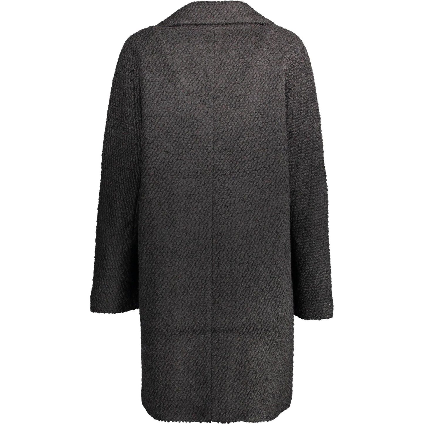Desigual Chic Wool-Blend Black Coat with Signature Accents chic-wool-blend-black-coat-with-signature-accents