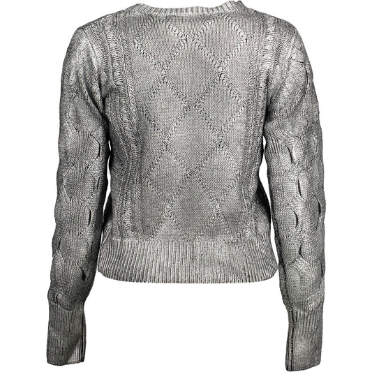 Desigual Chic Silver Tone Contrast Detail Sweater chic-silver-tone-contrast-detail-sweater