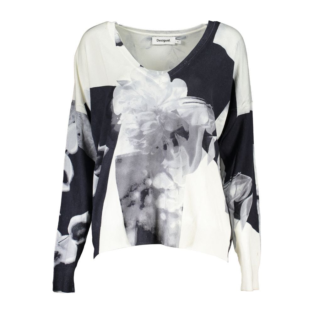 DesigualV-Neck Contrast Detail Sweater in WhiteMcRichard Designer Brands£99.00