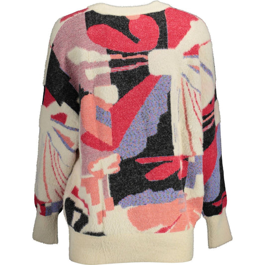 Desigual Chic White Contrasting Detail Sweater chic-white-contrasting-detail-sweater