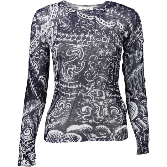 Desigual Chic Blue Viscose Long-Sleeved Round Neck Top chic-blue-viscose-long-sleeved-round-neck-top