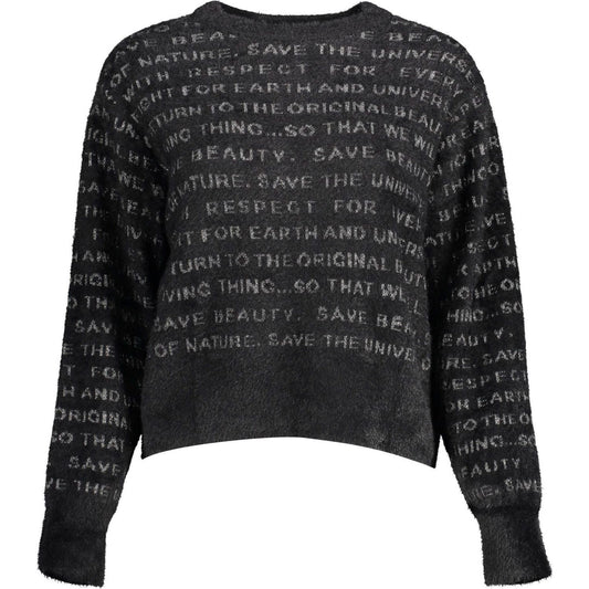 Desigual | Glamorous Black Long-Sleeved Round Neck Sweater| McRichard Designer Brands   