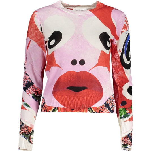 Desigual | Chic Pink Contrasting Detail Sweater| McRichard Designer Brands   
