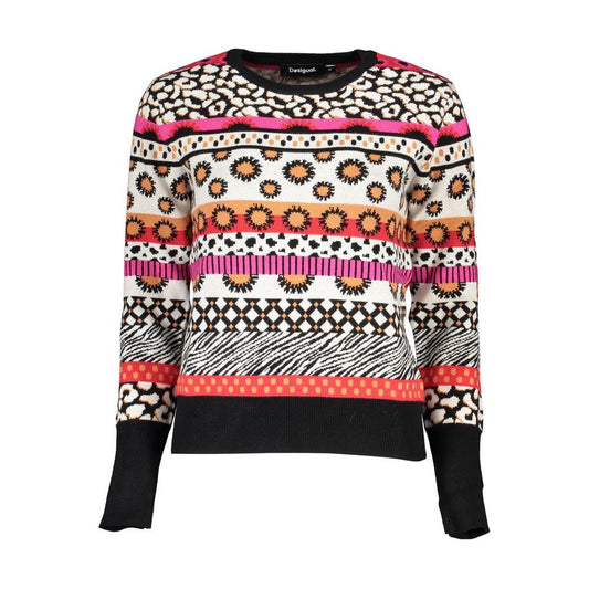 Desigual | Chic Pink Contrast Crew Neck Sweater| McRichard Designer Brands   