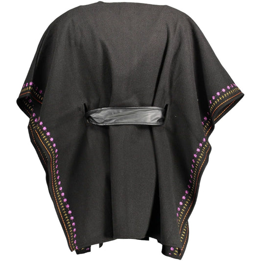 Desigual Elegant Black Poncho with Contrasting Details elegant-black-poncho-with-contrasting-details