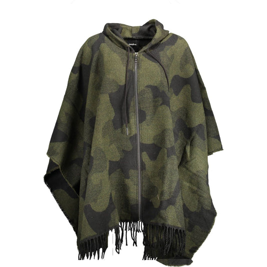 Desigual Chic Contrasting Poncho with Hood and Zip Details chic-contrasting-poncho-with-hood-and-zip-details