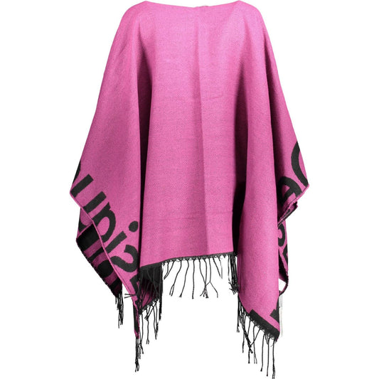 Desigual Chic Purple Poncho with Contrasting Details chic-purple-poncho-with-contrasting-details