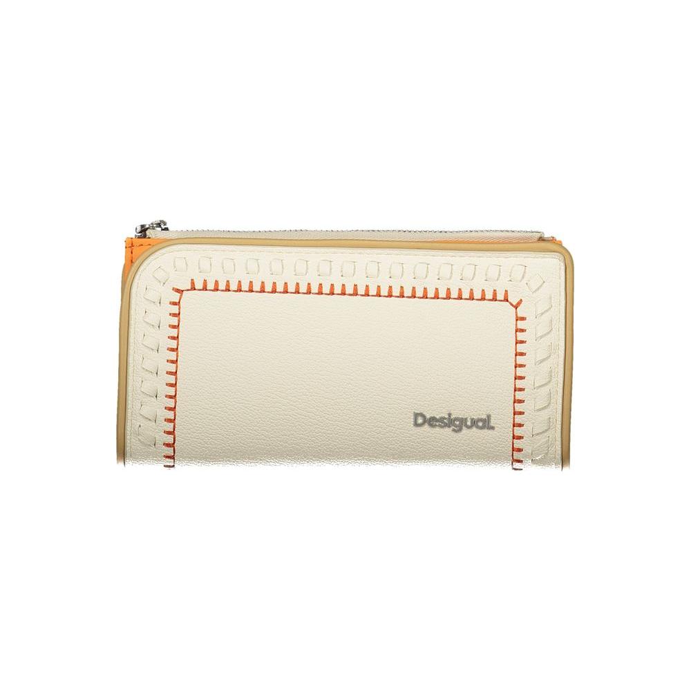 Desigual | Chic Dual-Compartment White Wallet| McRichard Designer Brands   