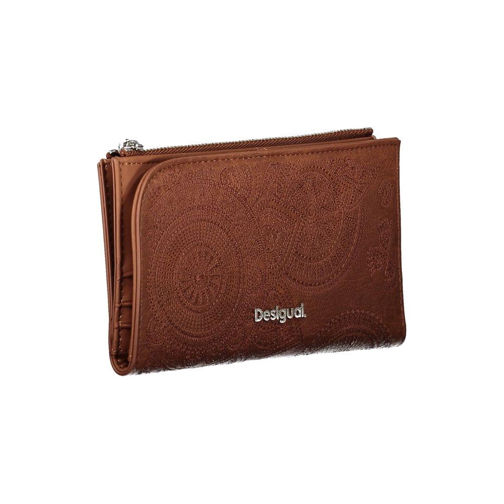 Desigual | Elegant Brown Two-Compartment Wallet| McRichard Designer Brands   
