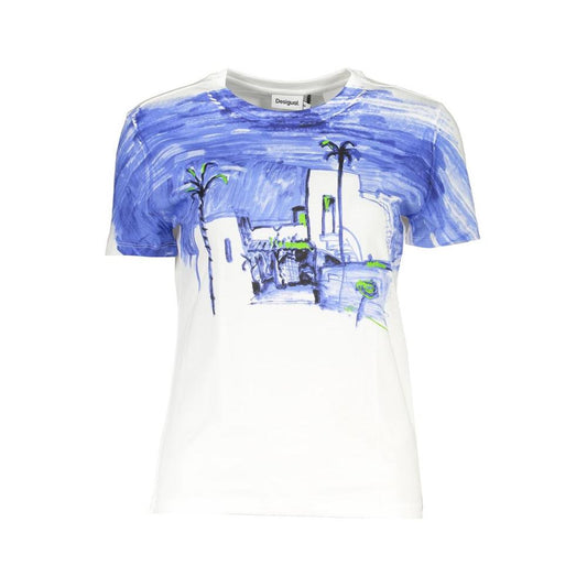 Desigual | White Cotton Tops & T-Shirt| McRichard Designer Brands   