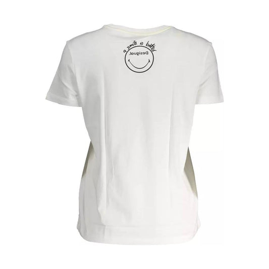 Desigual Chic White Printed Cotton Tee with Logo chic-white-printed-cotton-tee-with-logo