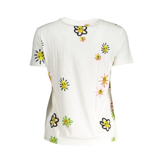 Chic Printed Round Neck Tee with Contrasting Details