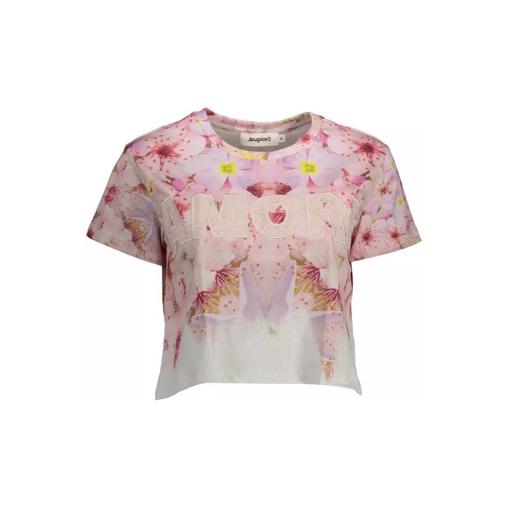 Desigual Chic Pink Embroidered Cotton Tee chic-pink-embroidered-cotton-tee